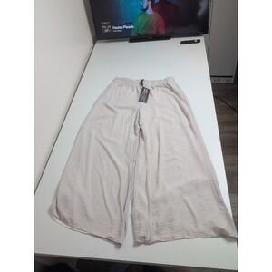 Marla Wynne Linen Burnout Wide Leg Pants XL New Beige Light Tan Comfortable